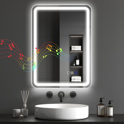 500 x 700 mm Illuminated Bathroom Mirror with Bluetooth Silver