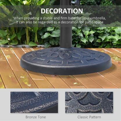 12kg Garden Parasol Base, Round Resin Sun Umbrella Base, Bronze