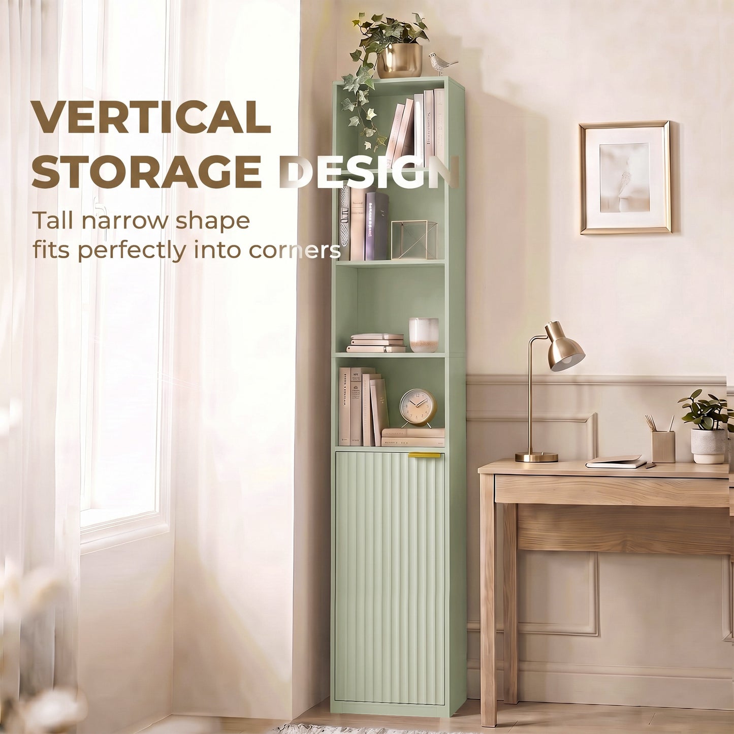 Bookcase Adjustable Shelf 6-Tier Light Green