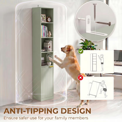 Bookcase Adjustable Shelf 6-Tier Light Green