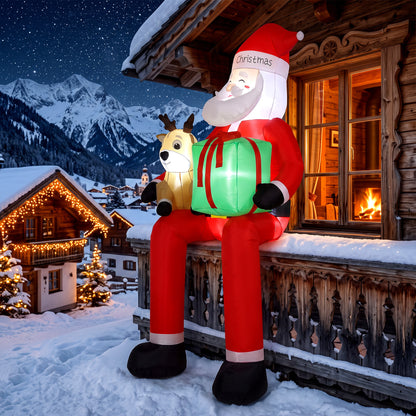 9.3ft Giant Christmas Inflatable Hanging Santa Claus w/ Reindeer