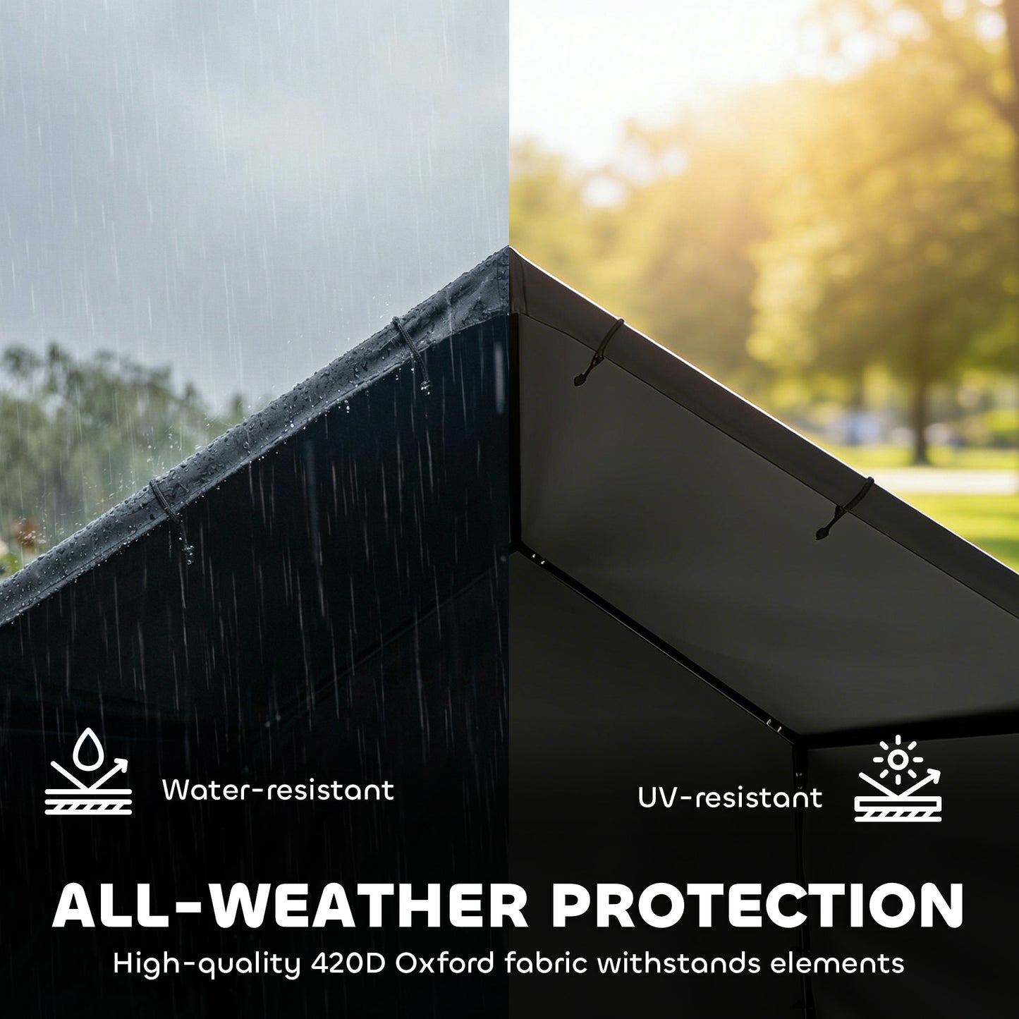 Dog Shade Shelter, Outdoor Dog House with Waterproof & UV-Resistant Canopy, Pet Tent for Small Medium Large Breeds, Pet House for Small Animals with Ground Nails, 125 x 110 x 93 cm