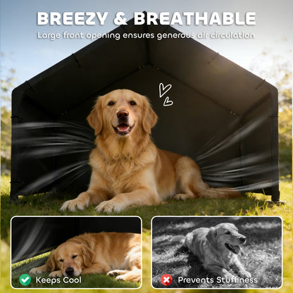 Dog Shade Shelter, Outdoor Dog House with Waterproof & UV-Resistant Canopy, Pet Tent for Small Medium Large Breeds, Pet House for Small Animals with Ground Nails, 125 x 110 x 93 cm