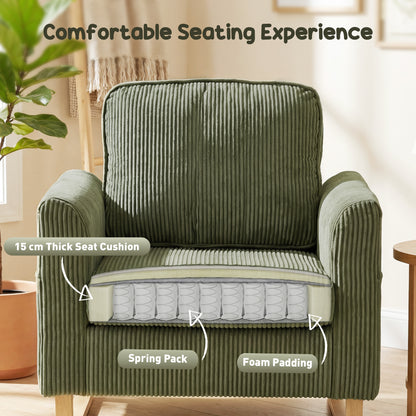 Armchair with Metal Legs and Spring Dark Green