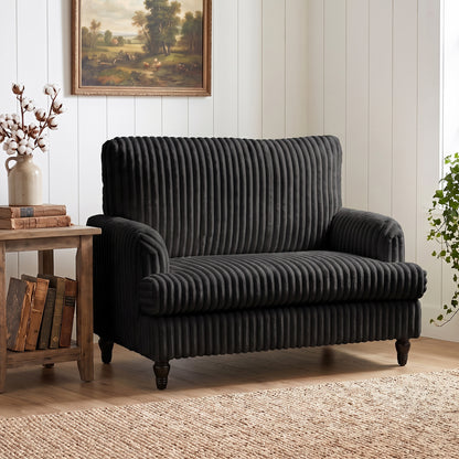 Corduroy Single Sofa Armchair with Stripes, Black