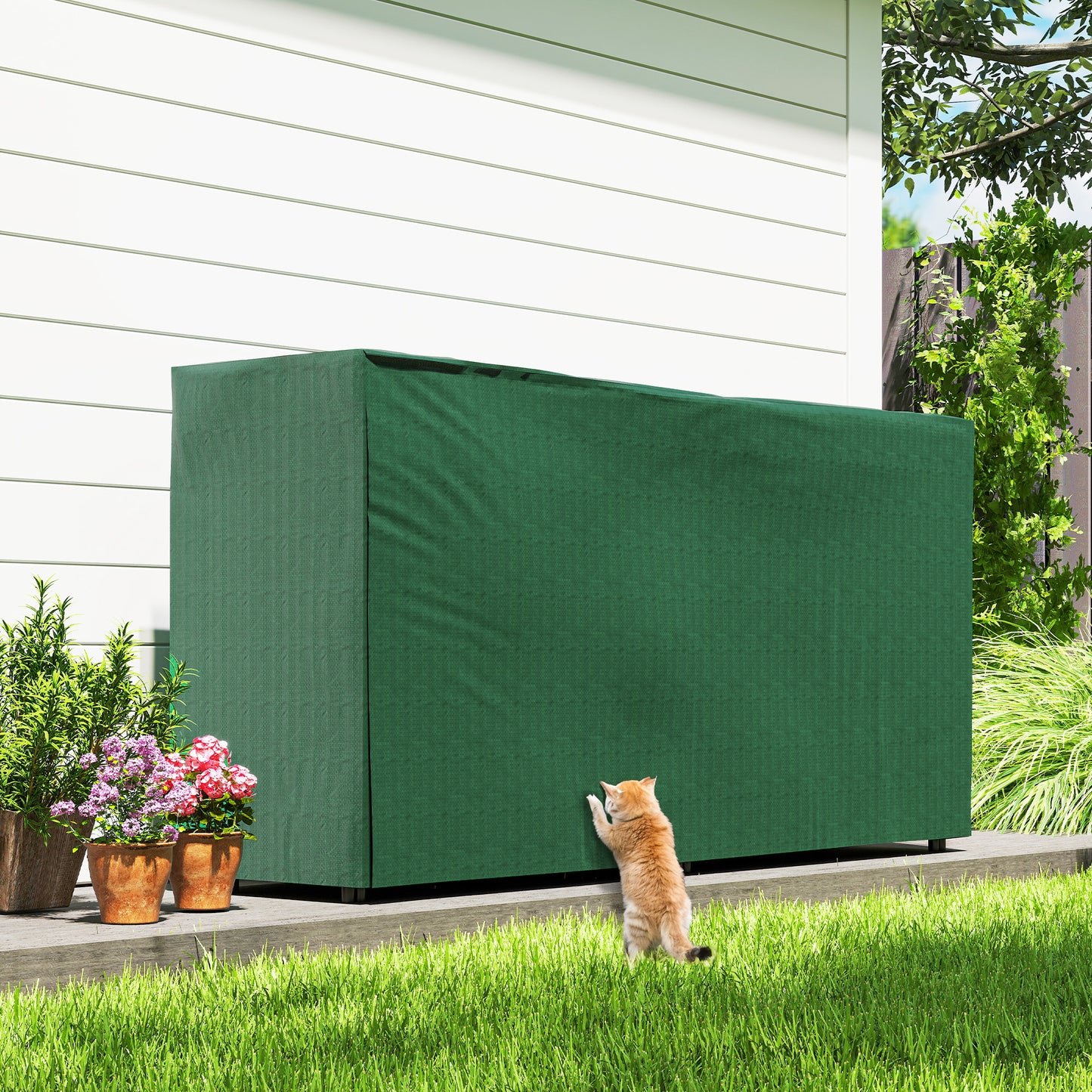 Metal Firewood Rack, Log Holder, 200 x 36 x 99 cm, Dark Green