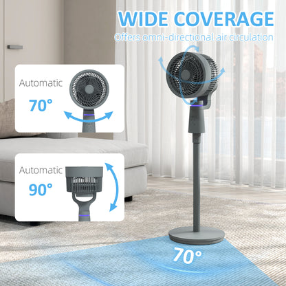 Pedestal Fan, Air Circulation Fan with Oscillating, Tilt, Grey