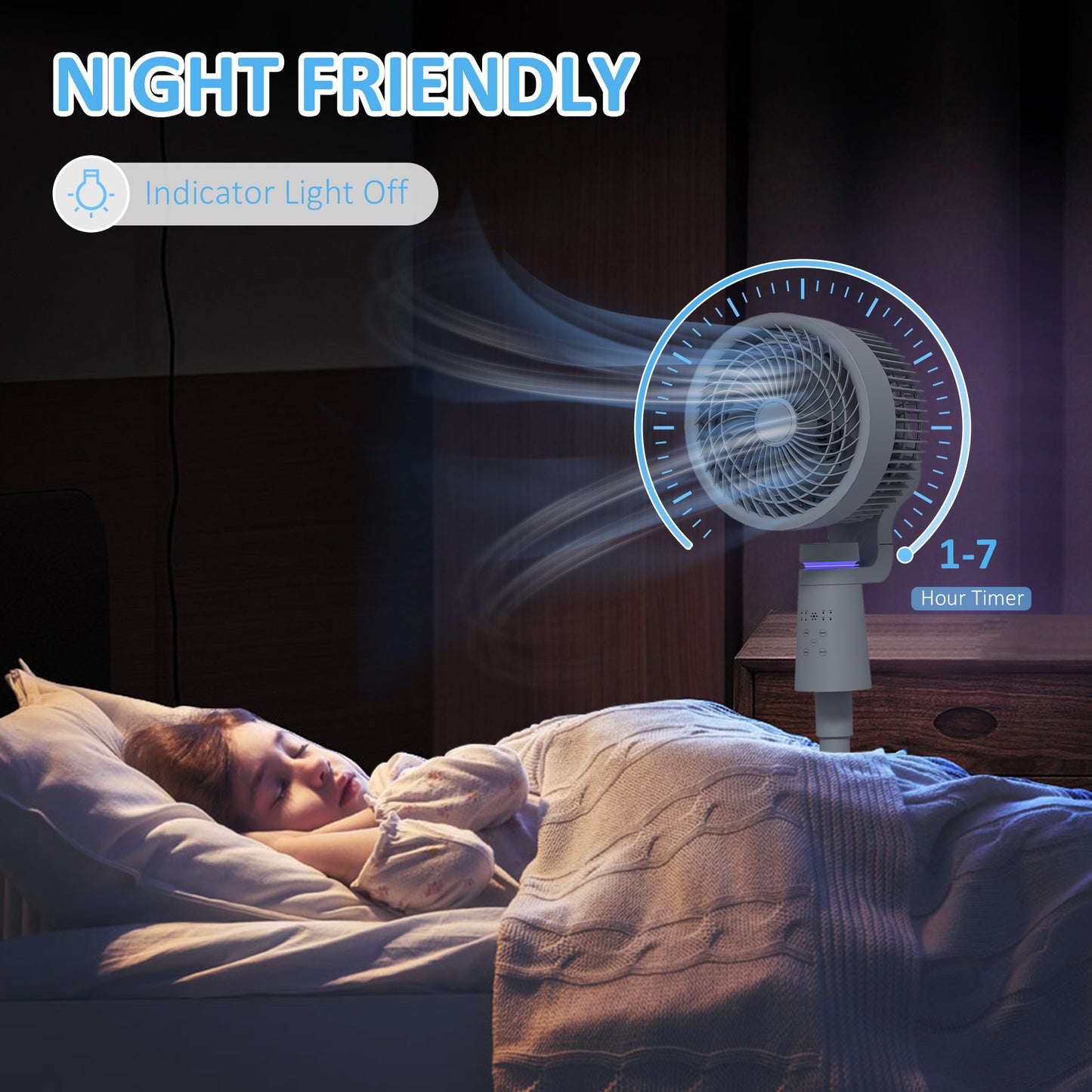 Pedestal Fan, Air Circulation Fan with Oscillating, Tilt, Grey