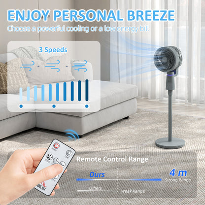 Pedestal Fan, Air Circulation Fan with Oscillating, Tilt, Grey