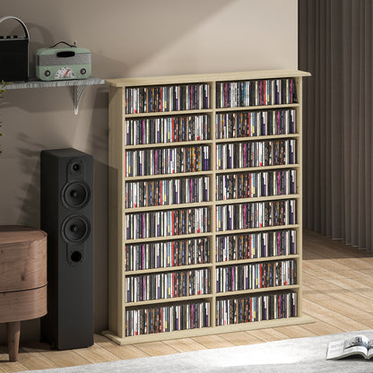 CD Storage Unit DVD Tower Blu-ray Storage Shelf for Office, Natural
