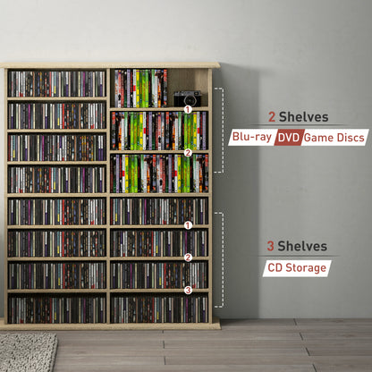 CD Storage Unit DVD Tower Blu-ray Storage Shelf for Office, Natural
