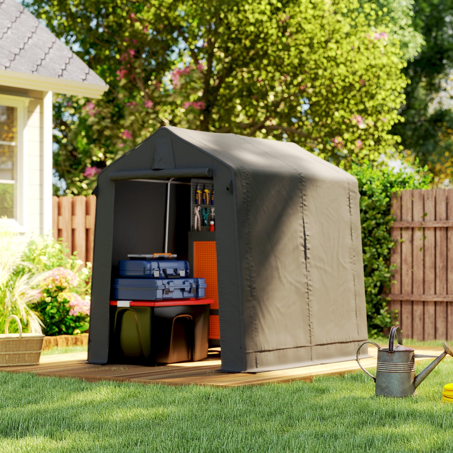 7.5 x 6.2 ft Outdoor Garden Storage Shed, Waterproof Bike Tent