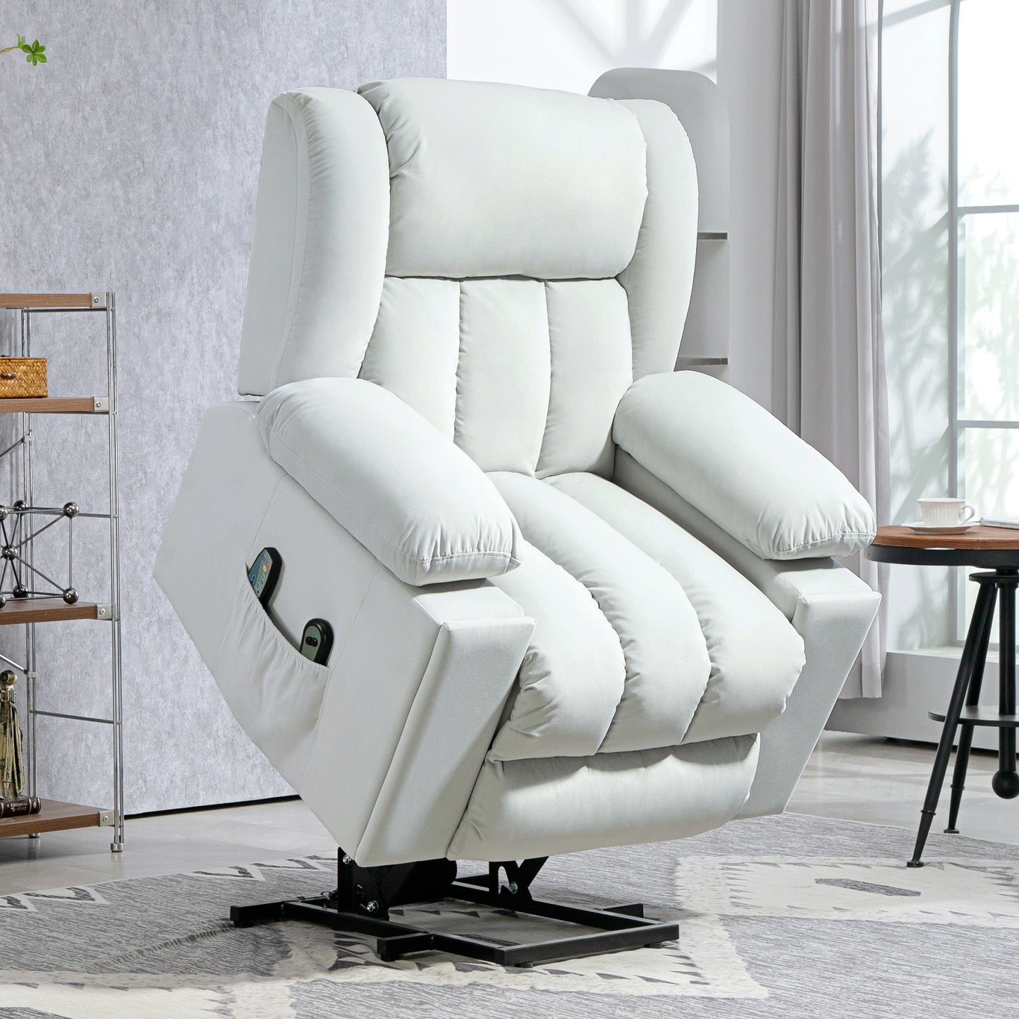 Power Lift Recliner Chair with Vibration Massage, USB, Light Grey