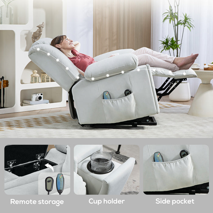 Power Lift Recliner Chair with Vibration Massage, USB, Light Grey