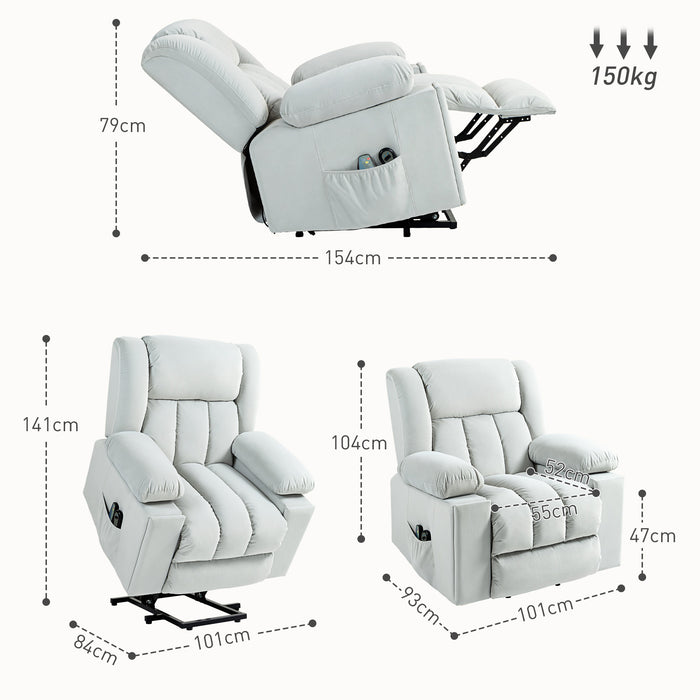 Power Lift Recliner Chair with Vibration Massage, USB, Light Grey