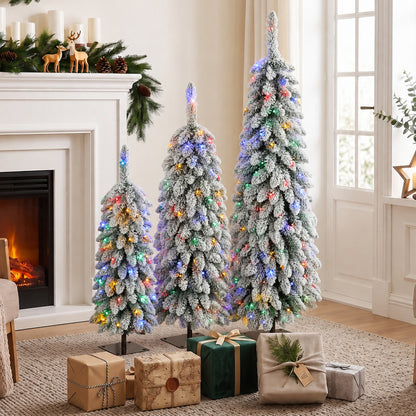 Artificial Christmas Tree Set of 3, PVC Branch Tips, Green White