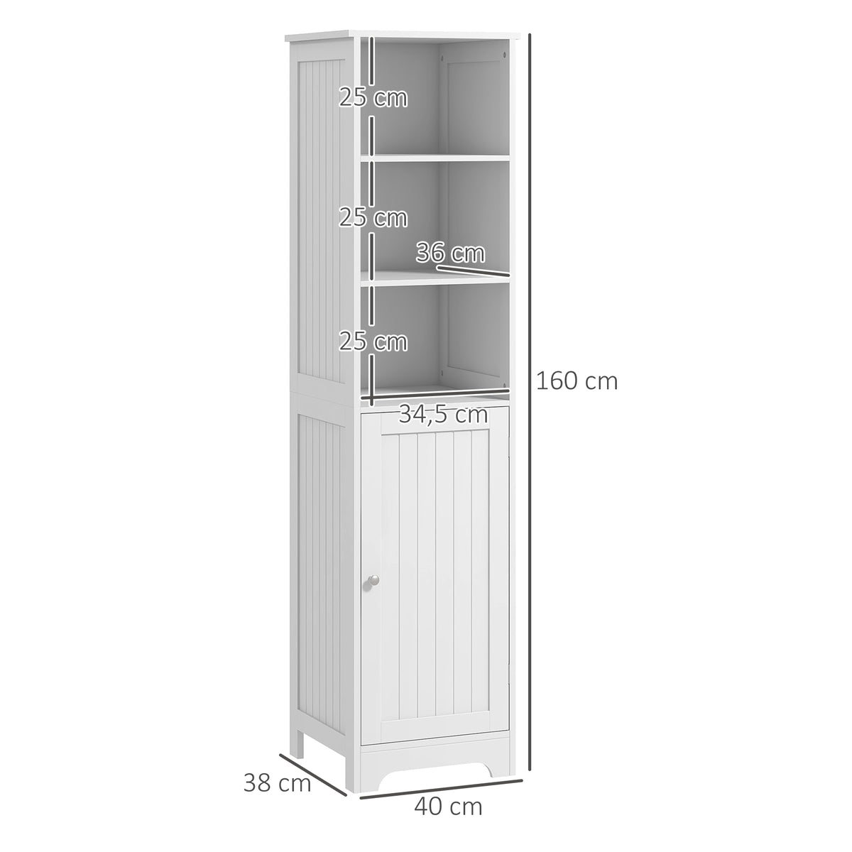 Freestanding Bathroom Tall Cabinet with Adjustable Shelf, White