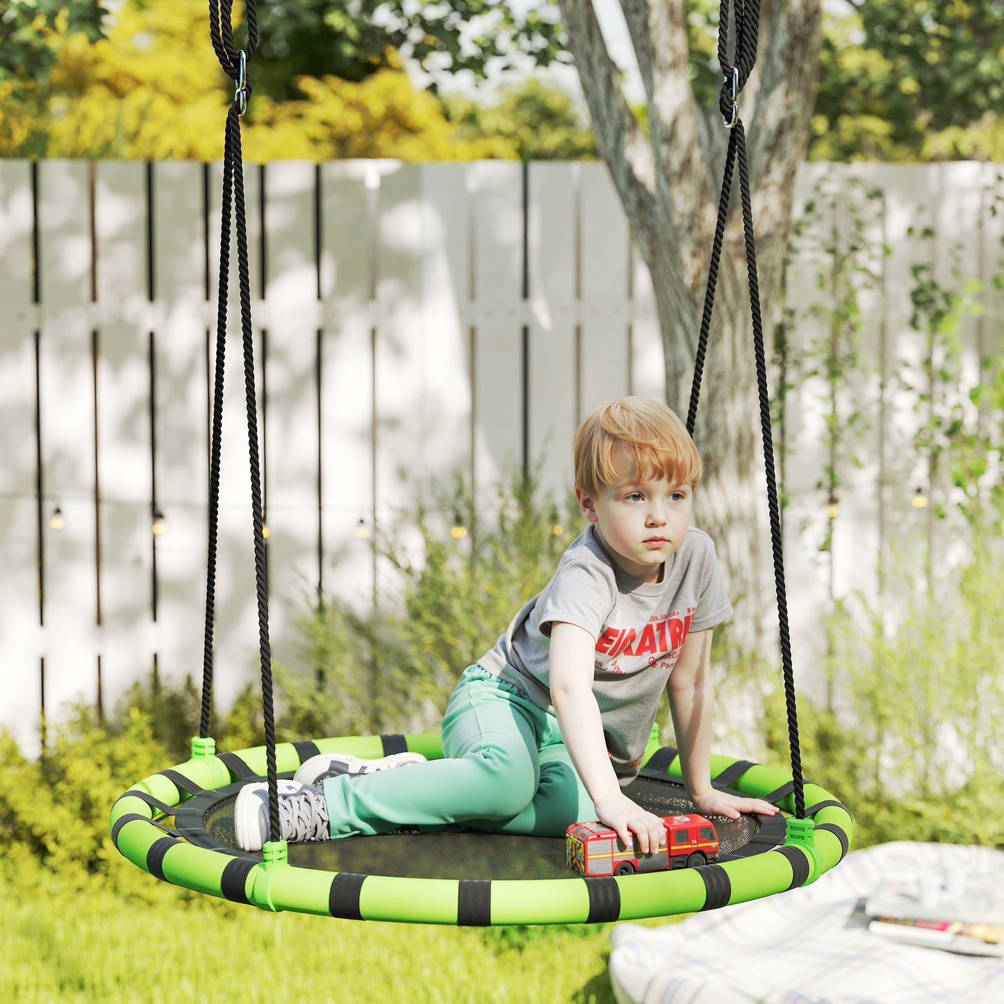 Kid Nest Swing Seat, 100cm Diameter Round Saucer Swing Set, Black