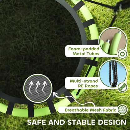 Kid Nest Swing Seat, 100cm Diameter Round Saucer Swing Set, Black