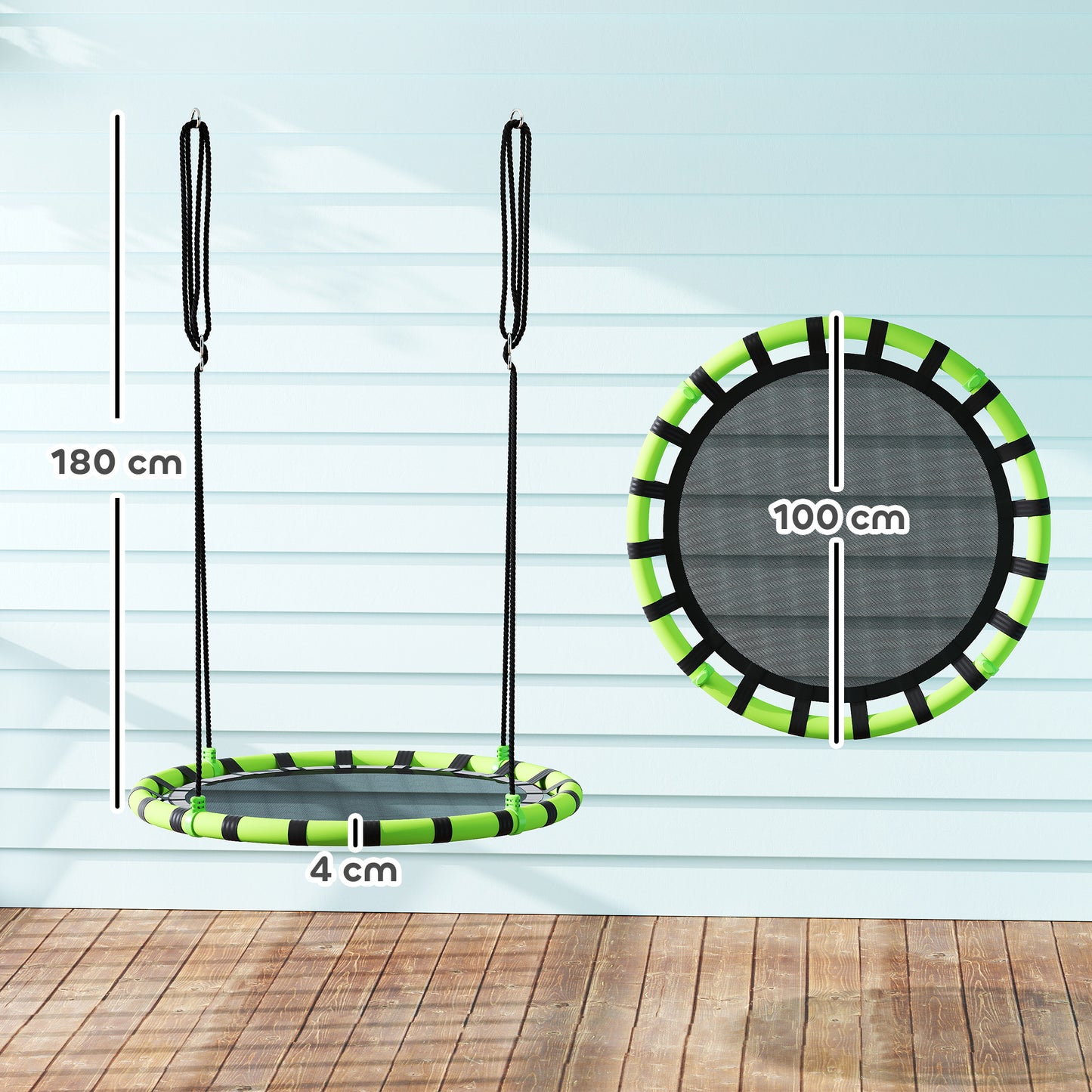 Kid Nest Swing Seat, 100cm Diameter Round Saucer Swing Set, Black