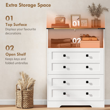 Narrow Shoe Cabinet, Farmhouse Shoe Storage Cabinet with 2 Flip Drawers, Adjustable Shelves and Open Shelf for Hallway, Space Saving, Holds 12-16 Pairs, White