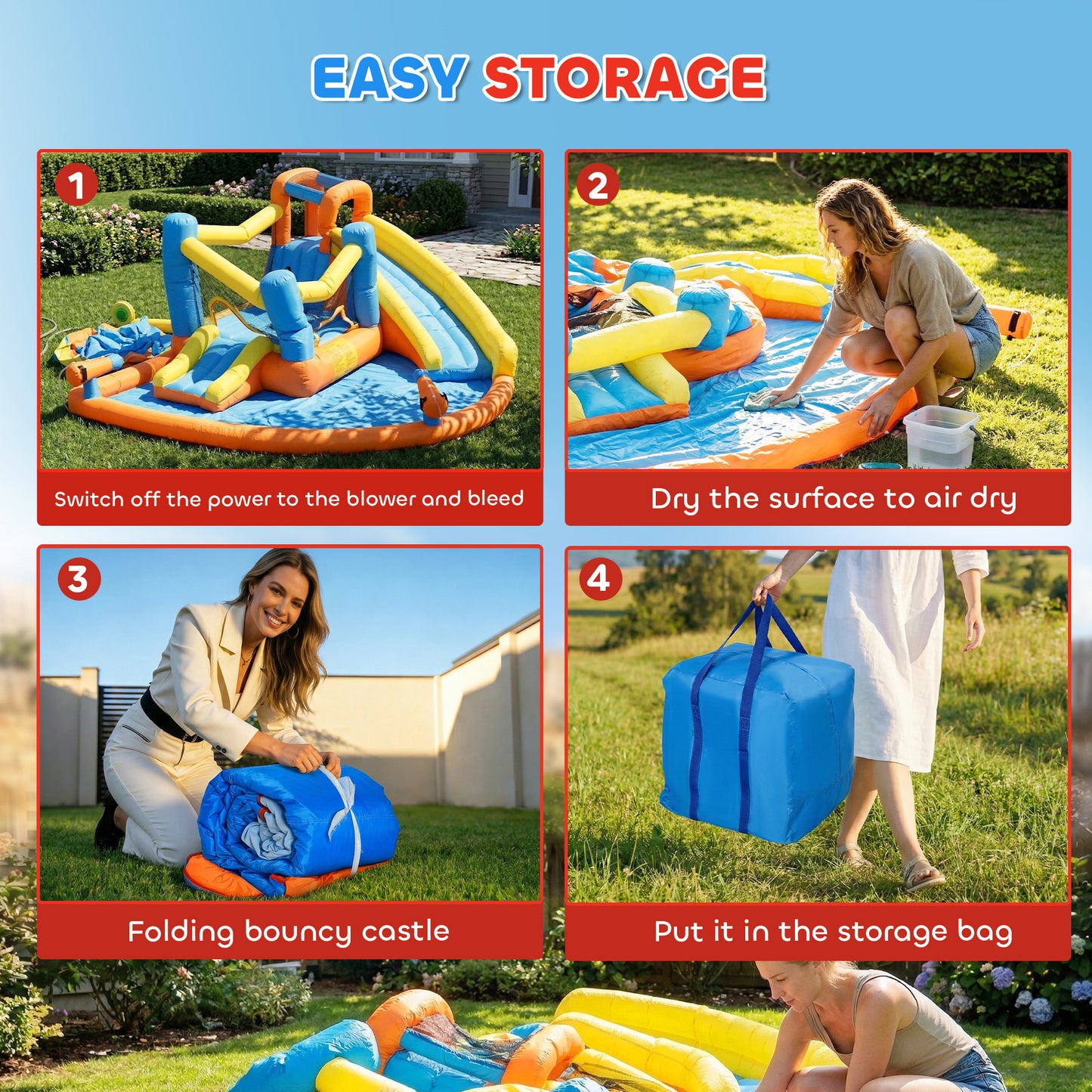 5 in 1 Inflatable Bouncy Castle for Children with Dual Slides