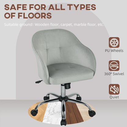 Vanity Chair for Desk, with Height Adjustable, Wheels, Grey