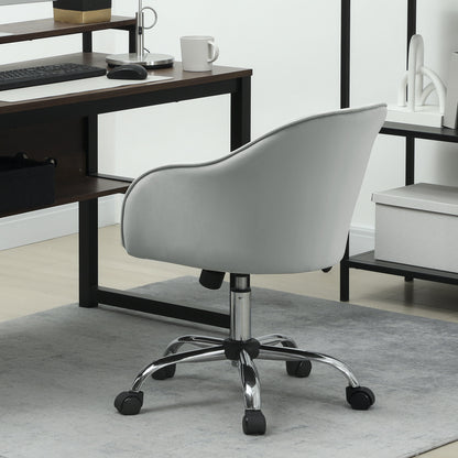 Vanity Chair for Desk, with Height Adjustable, Wheels, Grey