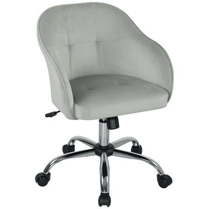 Vanity Chair for Desk, with Height Adjustable, Wheels, Grey