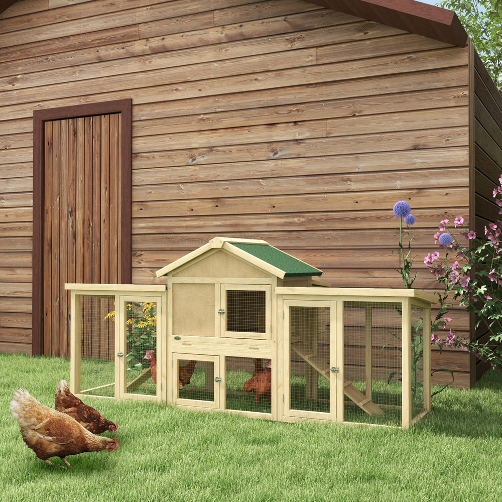 Wood Chicken Coop Hens Cage Poultry House with Nesting Boxes Run