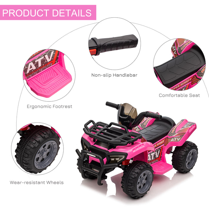 6V Kids Electric Ride on Car Toddler Quad Bike ATV for 18-36 month Pink