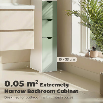 Freestanding Bathroom Storage Cabinet with 2-Tier Shelf, Light Green
