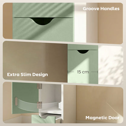 Freestanding Bathroom Storage Cabinet with 2-Tier Shelf, Light Green