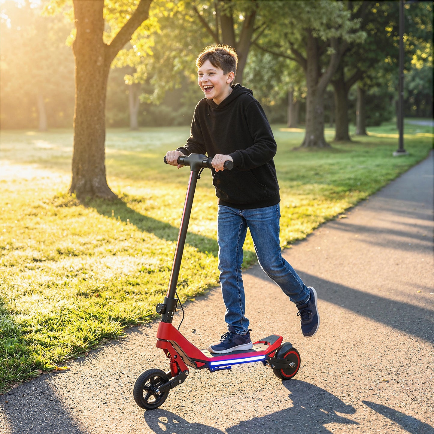 Electric Scooter for Kids, Foldable E Scooter for Age Age 6+ Red