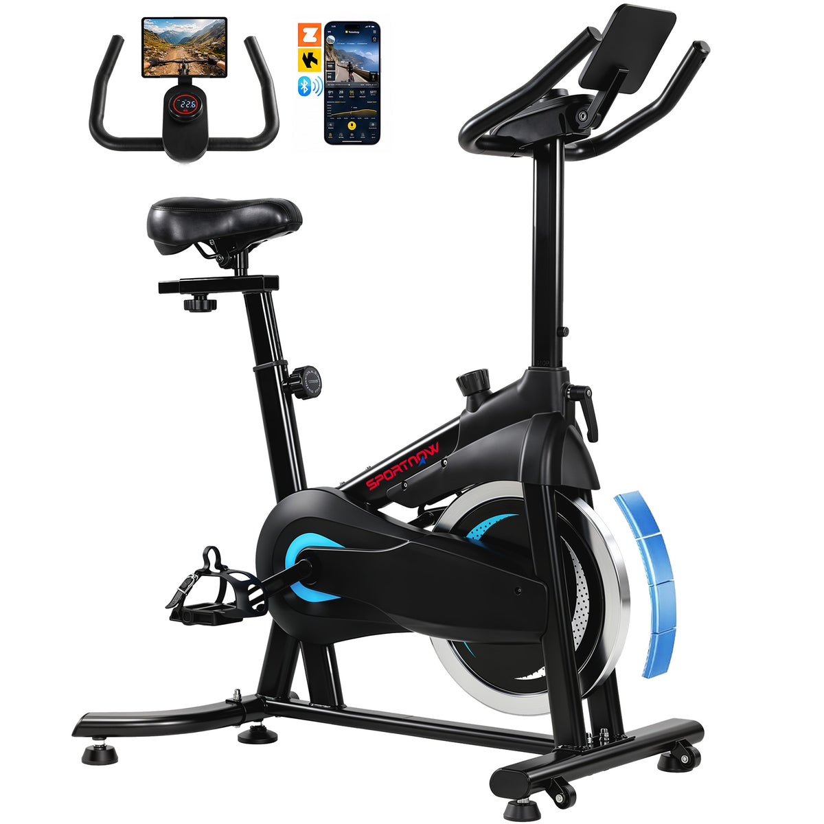 Magnetic Exercise Bike with 6kg Flywheel and Bluetooth App Connectivity - Black