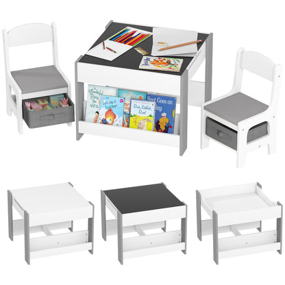 3-Piece Kids Table and Chair Set for Nursery, Playroom, Classroom