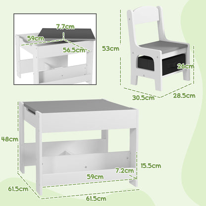 3-Piece Kids Table and Chair Set for Nursery, Playroom, Classroom