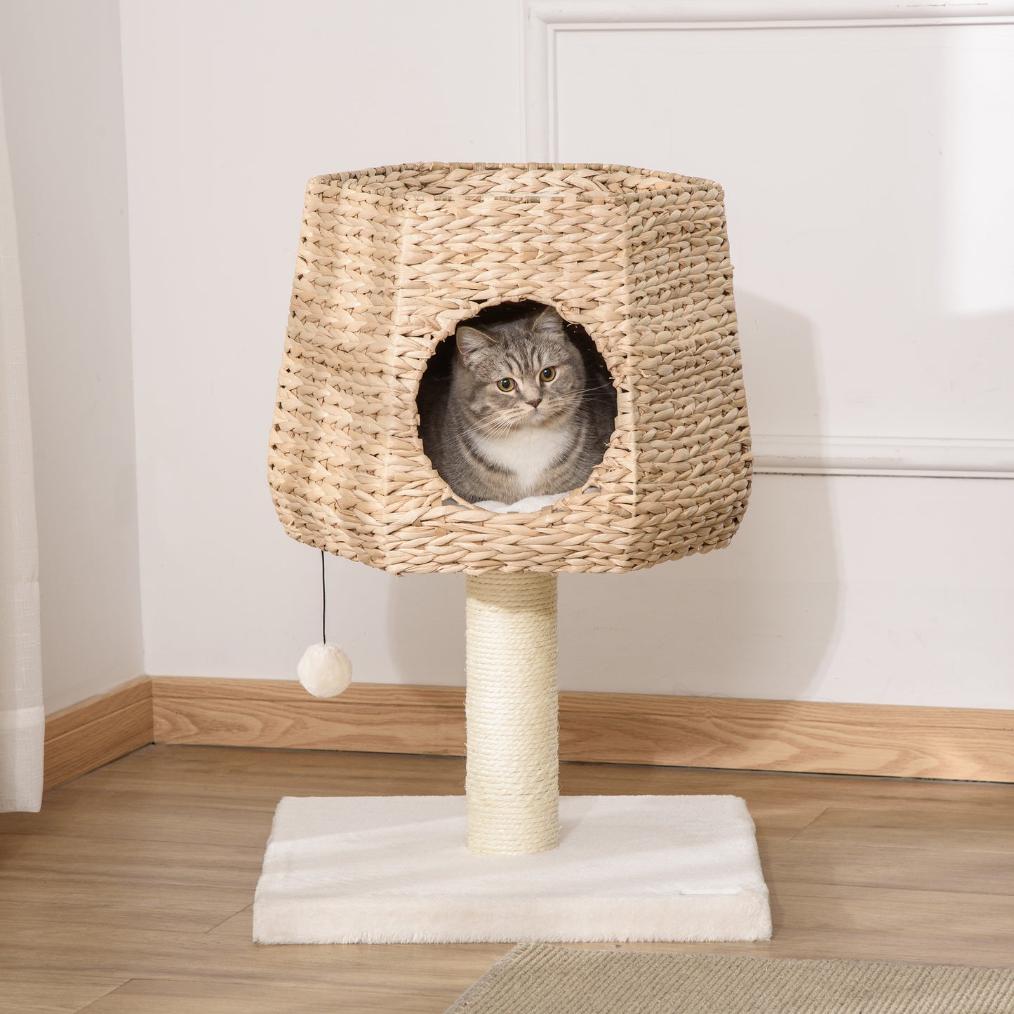 Cat Tree Activity Center with Cattail Fluff Bed Condo Sisal Post Ball