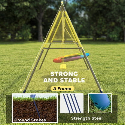 Kids Swing Set with Double Swings, Metal Frame, 150kg Capacity