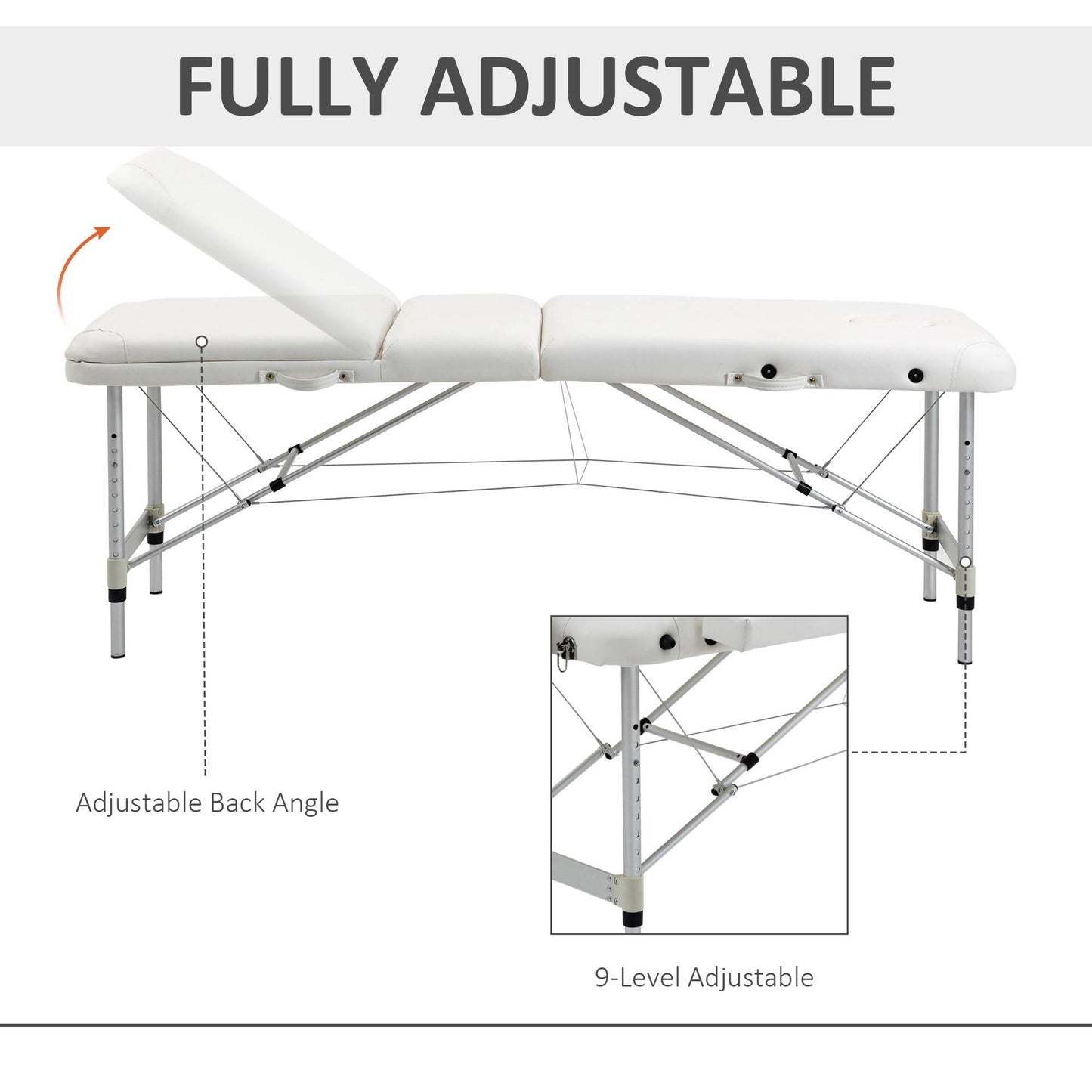 Portable Massage Table Beauty Therapy Sofa Bed Spa Aluminium White