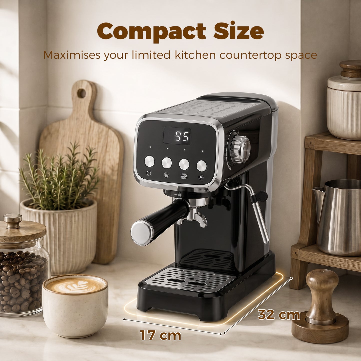 Espresso Machine with 20-Bar Pressure, Black