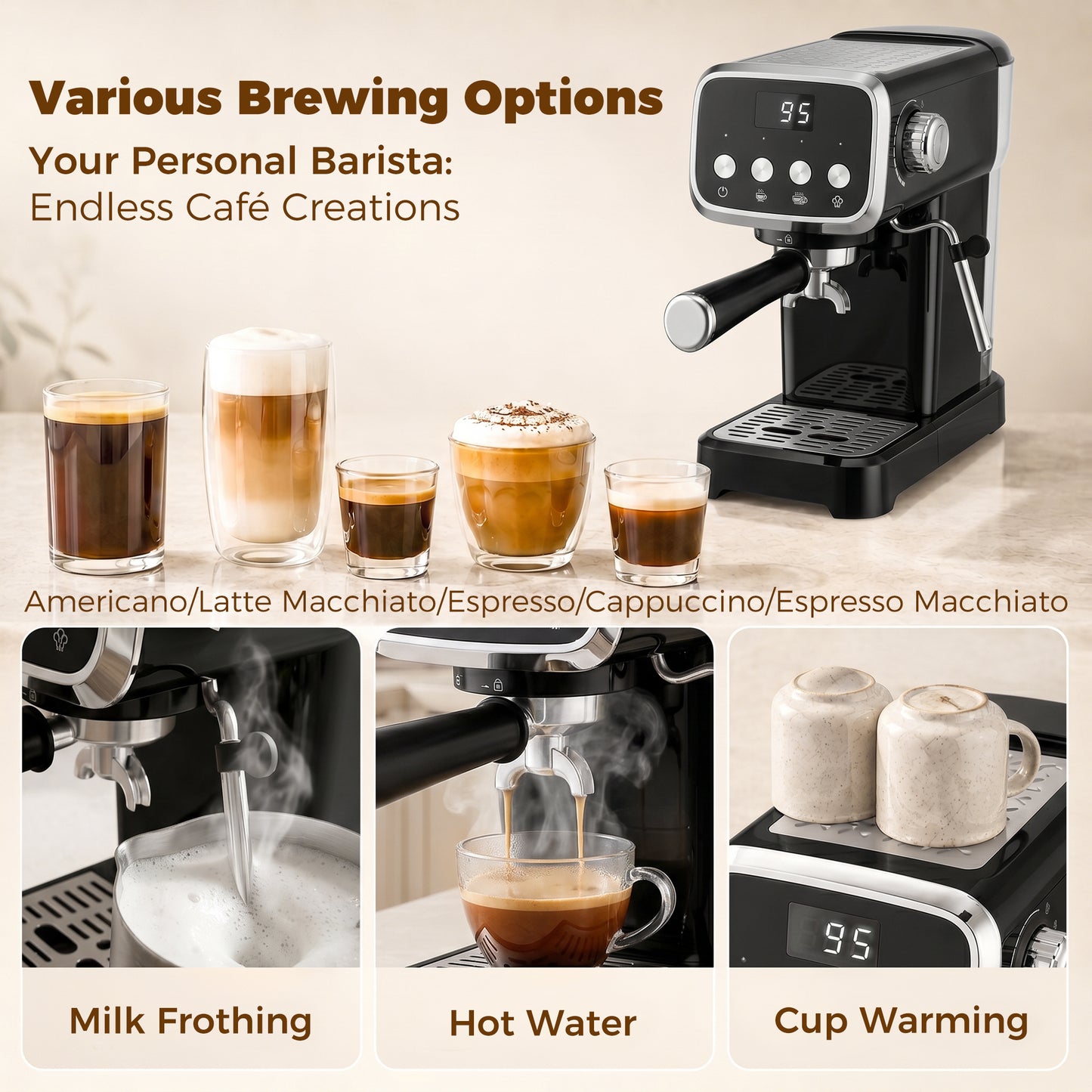 Espresso Machine with 20-Bar Pressure, Black