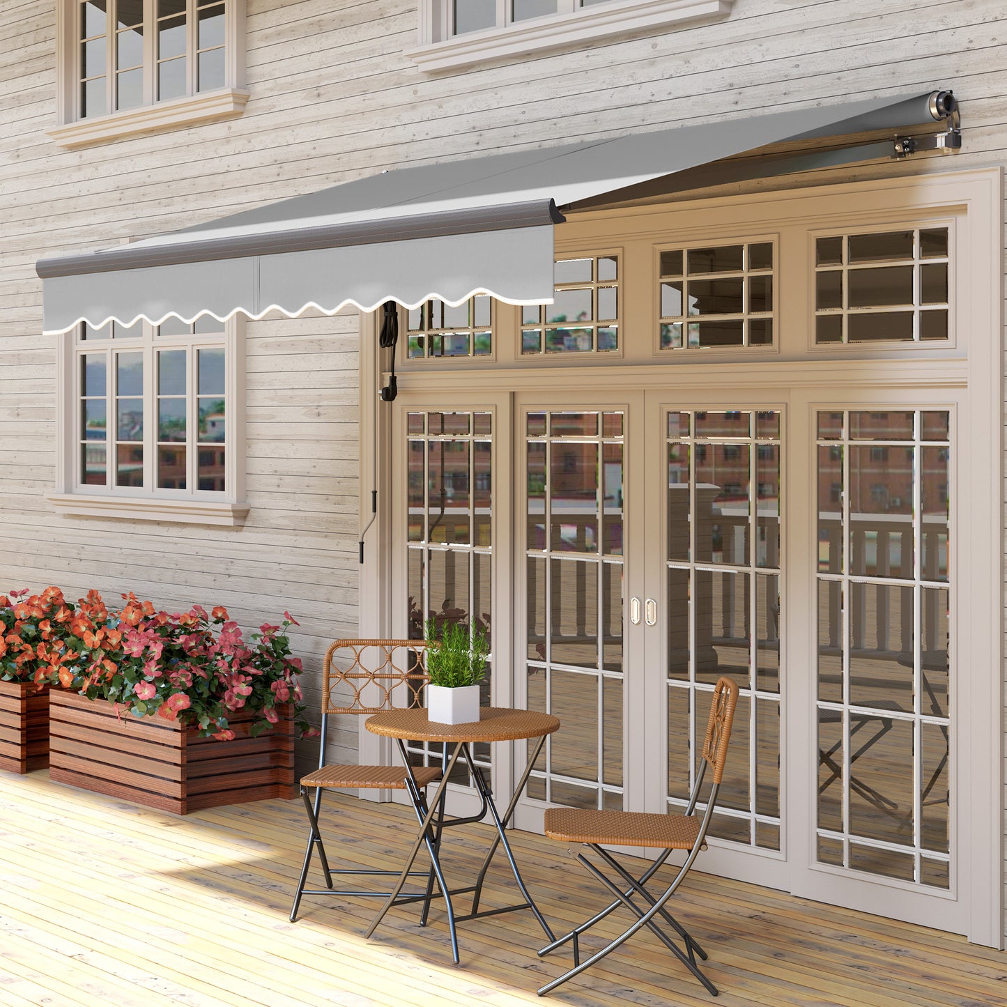 3 x 2.5m Electric Retractable Awning w/ Aluminium Frame Light Grey