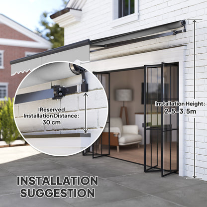 3 x 2.5m Electric Retractable Awning w/ Aluminium Frame Light Grey