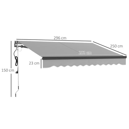 3 x 2.5m Electric Retractable Awning w/ Aluminium Frame Light Grey