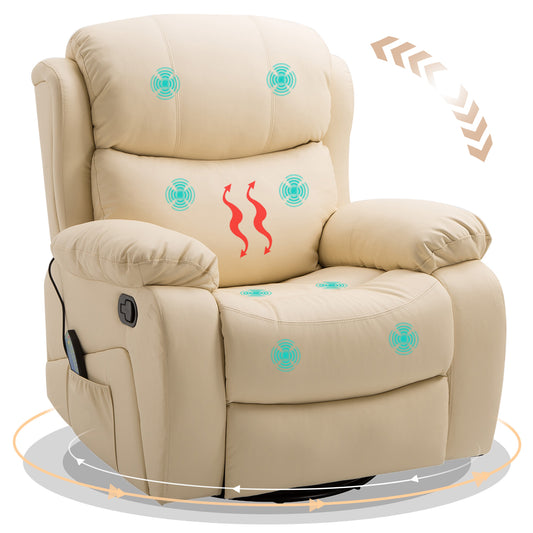 Massage Recliner Chair Manual Reclining Chair with Footrest Remote Beige