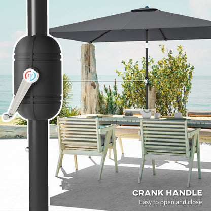 Garden Parasol, Outdoor Umbrella with Tilt Function, Dark Grey