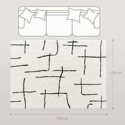 High Pile Modern Shaggy Rug, Soft Floor Carpet 120 x 170 cm, Cream