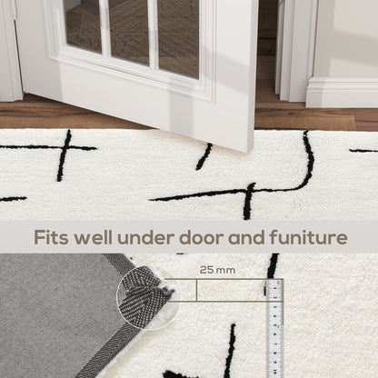 High Pile Modern Shaggy Rug, Soft Floor Carpet 120 x 170 cm, Cream