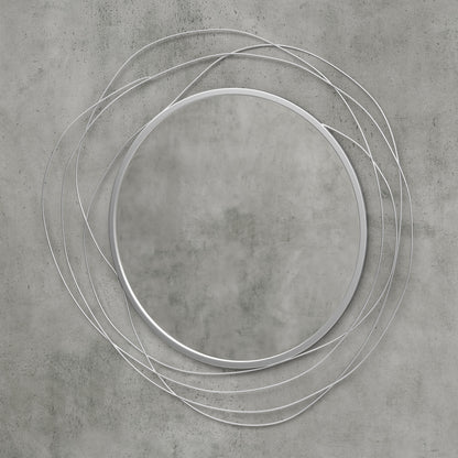 Metal Wall Art 65cm Round Mirror for Living Room Dining Room Silver